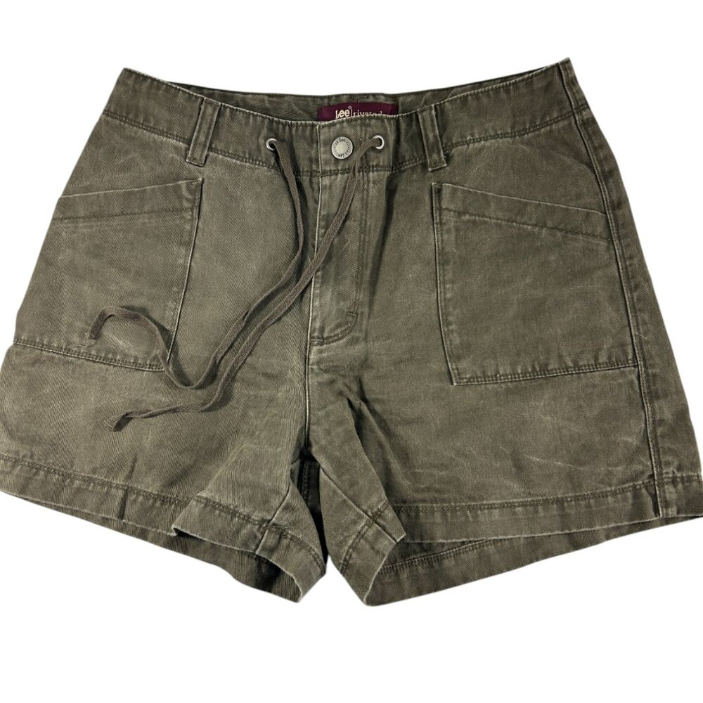 Lee Riveted Womens Shorts Size 10M Weathered Green Utility Pockets Drawstring